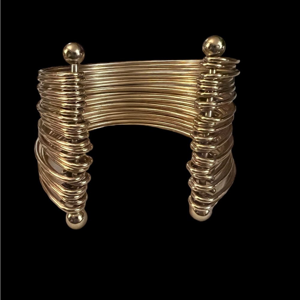 Multilayer Open Structure Designed Gold Tone Bang… - image 2